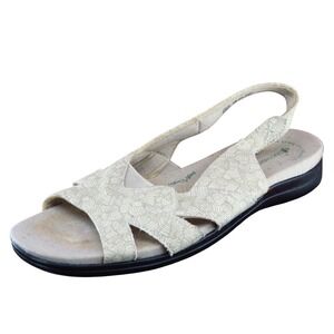 Grasshopper Sz 10 M Beige Slingback Fabric Women Sandals Lillie‎